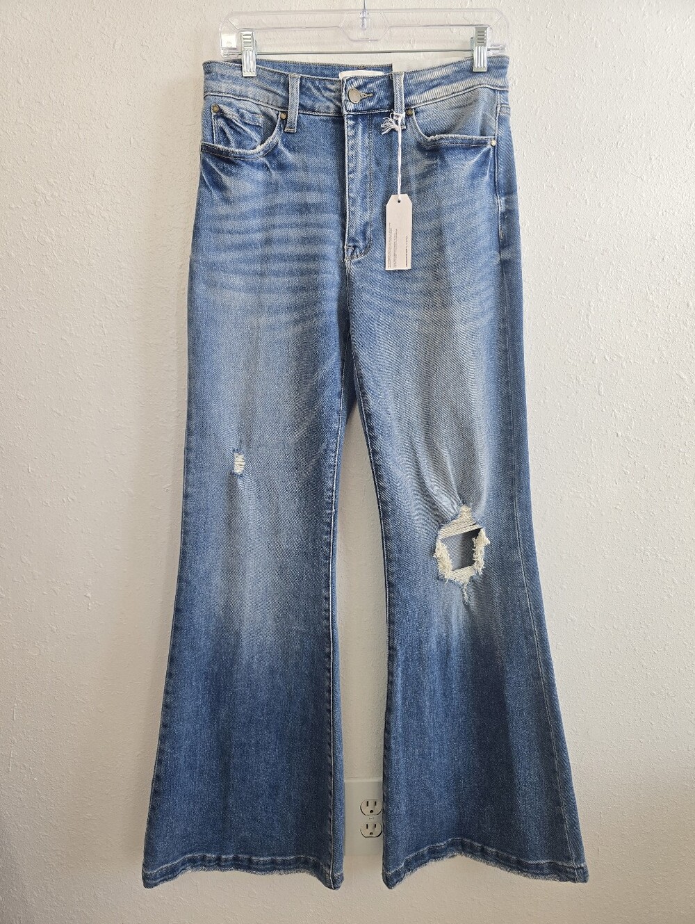 Petra 153 NWT DISTRESSED SUPER HIGH RISE 70'S INSPIRED FLARE JEANS Sz 9 28 - Picture 5 of 10